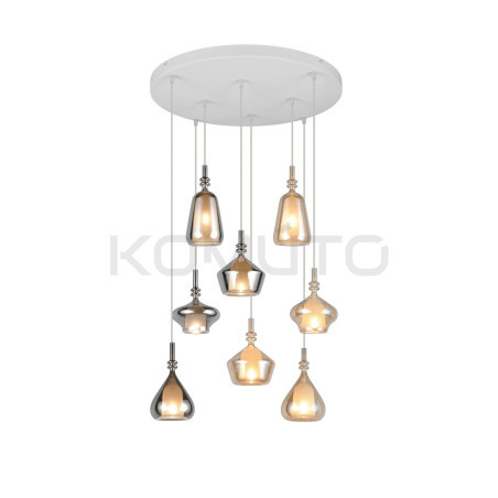 Marinet 8 – artystyczna lampa wisząca z 8 szklanymi kloszami