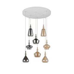 Marinet 8 – artystyczna lampa wisząca z 8 szklanymi kloszami