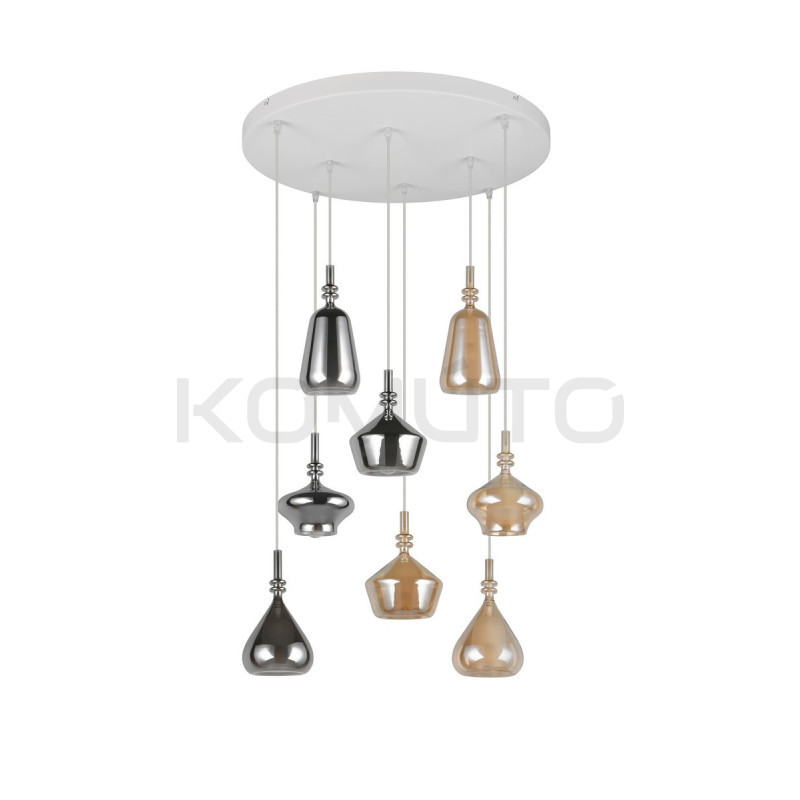 Marinet 8 – artystyczna lampa wisząca z 8 szklanymi kloszami