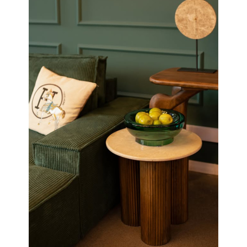 Stolik kawowy RAGNO – Marmur i drewno w artystycznej formie