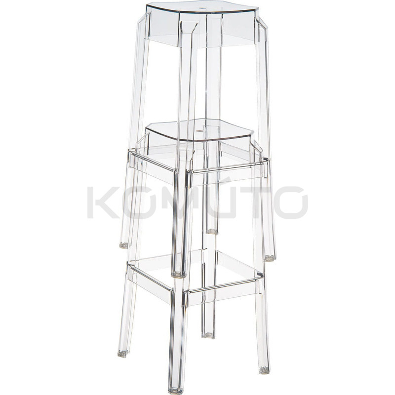 Stołek Charles 65 – przezroczysty hoker z poliwęglanu