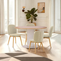 Stół owalny Gativel czarny fornir naturalny dębowy | Komuto.pl