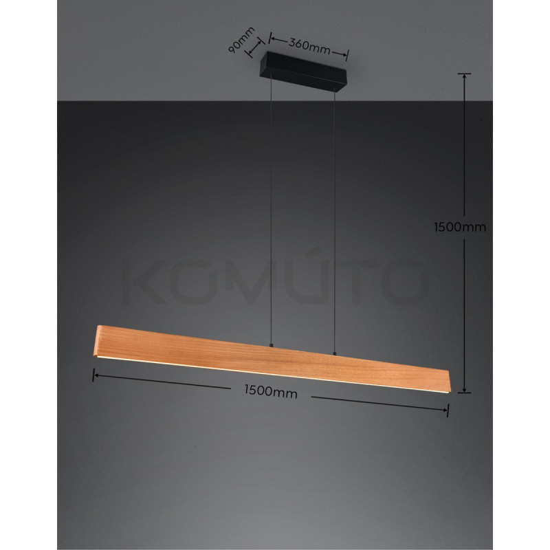 Lampa pozioma drewniana Kler 150 cm – elegancja| komuto.pl