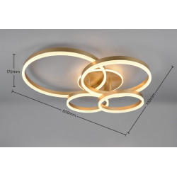 Plafon Starkey 4 złote okręgi  |  IdealMeble.pl