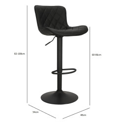 Hoker tapicerowany z oparciem obrotowy czarny Dlana | Komuto.pl