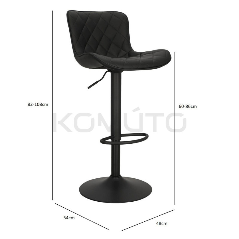 Hoker tapicerowany z oparciem obrotowy czarny Dlana | Komuto.pl