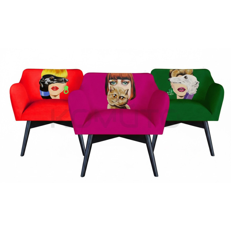 Fotel DAMA Z KOTEM – Pop-Art i sztuka w Twoim wnętrzu