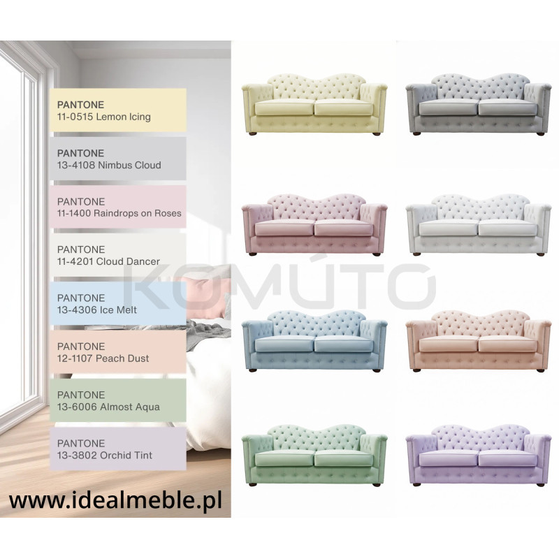 Sofa Chesterfield z funkcją spania Mondelebrity 3 os. | Komuto.pl