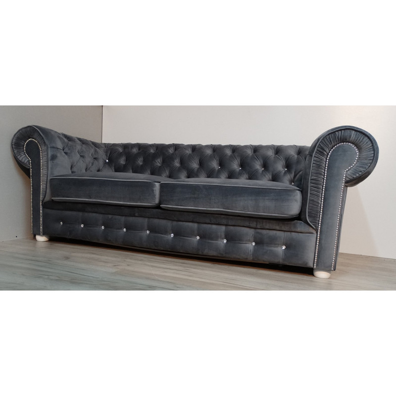 Sofa Chesterfield z kryształkami March 3 osobowa