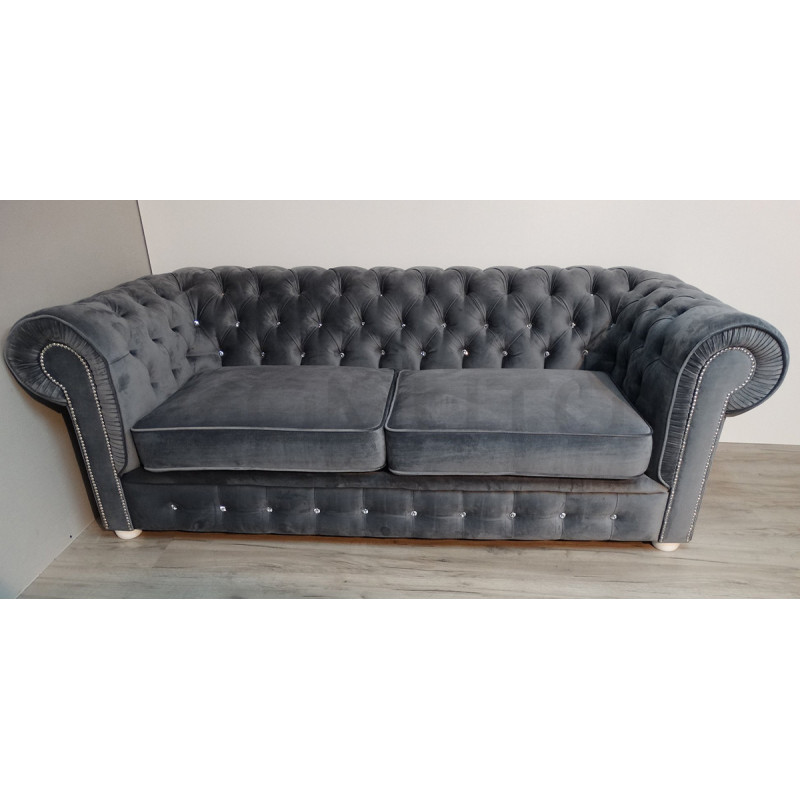 Sofa Chesterfield z kryształkami March 3 osobowa