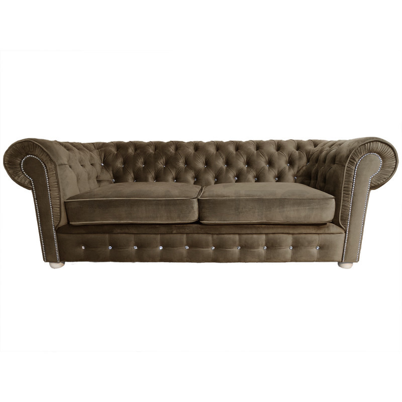 Sofa Chesterfield z kryształkami March 3 osobowa