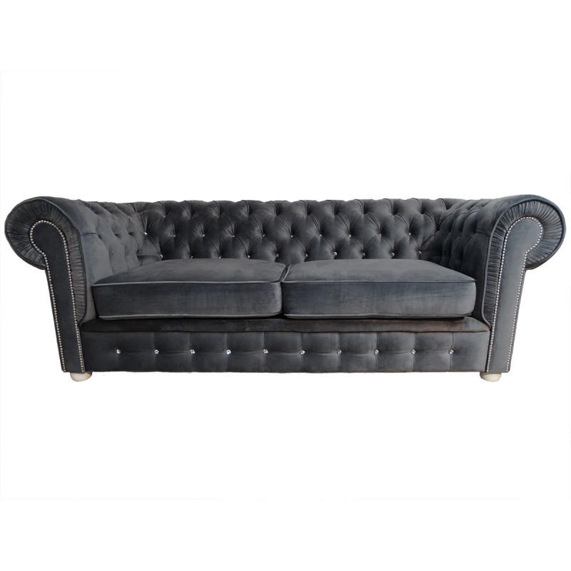 Sofa Chesterfield z kryształkami March 3 osobowa