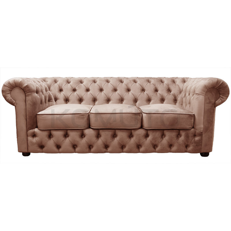 Sofa Chesterfield March 3 osobowa plusz, materiał, welur