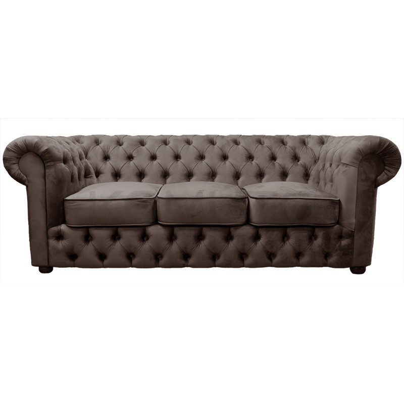Sofa Chesterfield March 3 osobowa plusz, materiał, welur