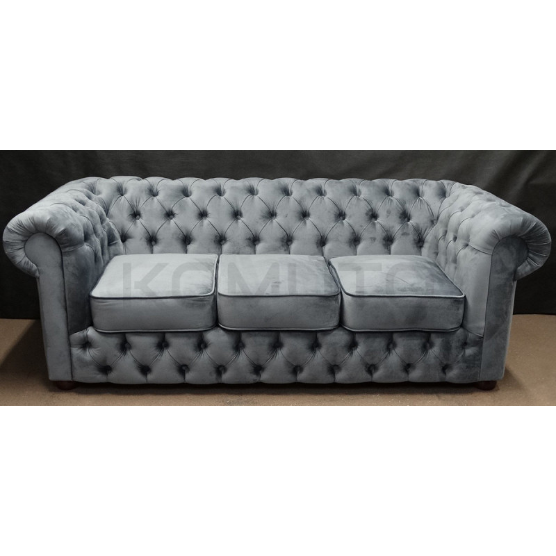 Sofa Chesterfield March 3 osobowa plusz, materiał, welur