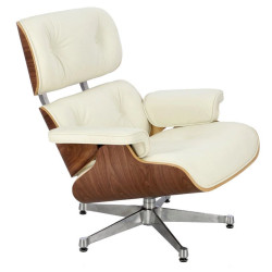 Fotel lounge biały Bauhaus LOUNGE – skóra naturalna premium
