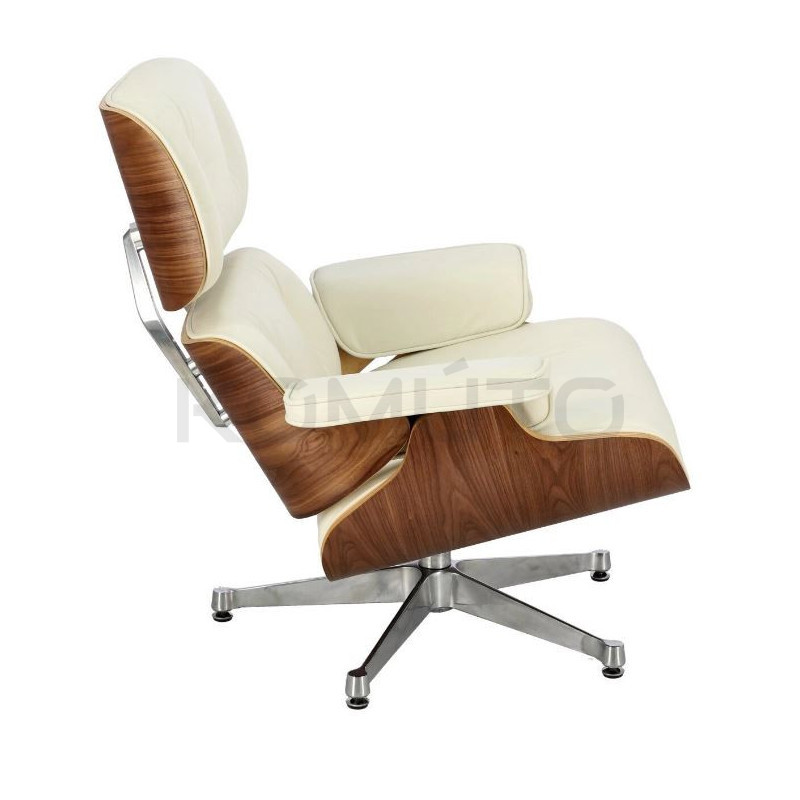 Fotel lounge biały Bauhaus LOUNGE – skóra naturalna premium