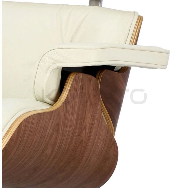 Fotel lounge biały Bauhaus LOUNGE – skóra naturalna premium