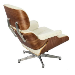 Fotel lounge biały Bauhaus LOUNGE – skóra naturalna premium