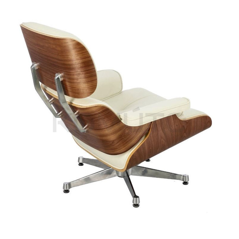 Fotel lounge biały Bauhaus LOUNGE – skóra naturalna premium