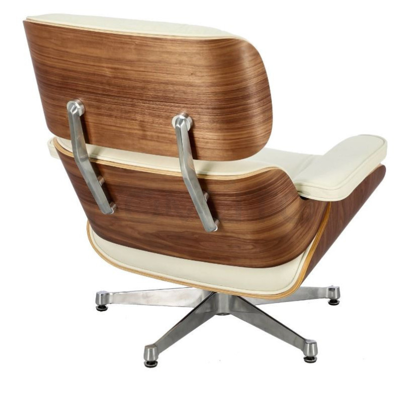 Fotel lounge biały Bauhaus LOUNGE – skóra naturalna premium