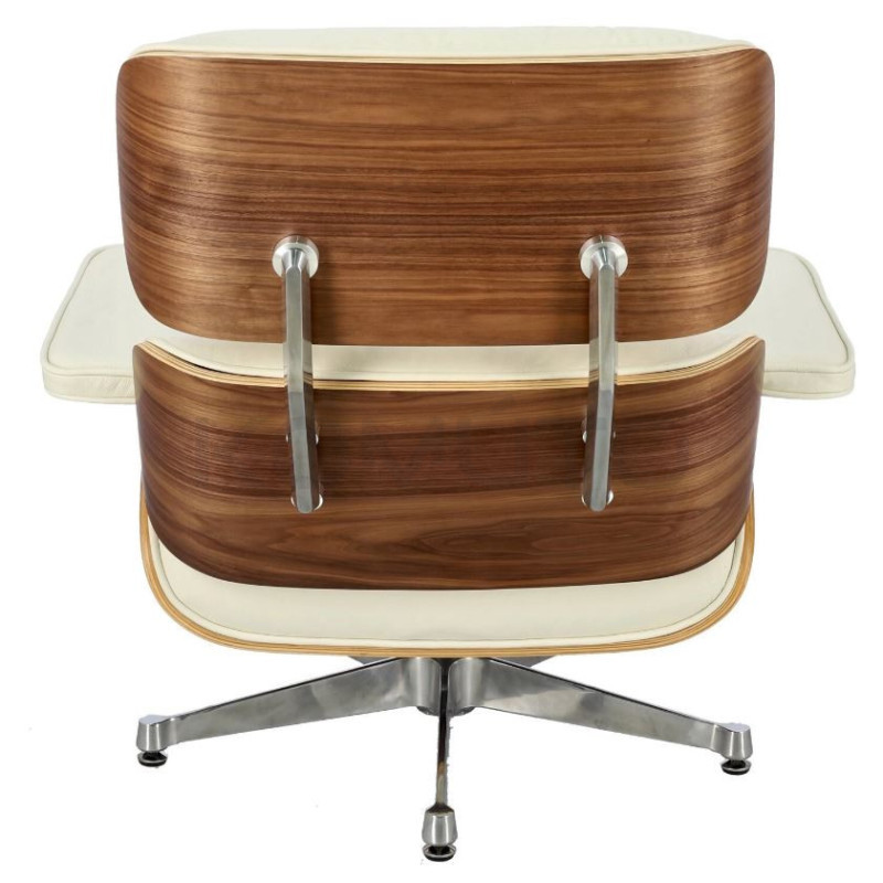 Fotel lounge biały Bauhaus LOUNGE – skóra naturalna premium