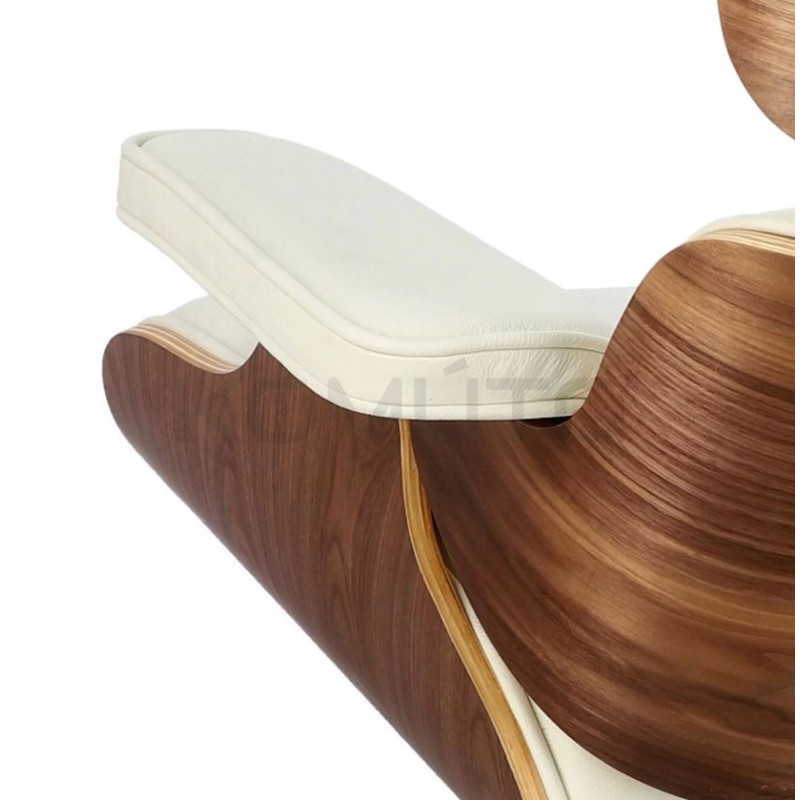 Fotel lounge biały Bauhaus LOUNGE – skóra naturalna premium