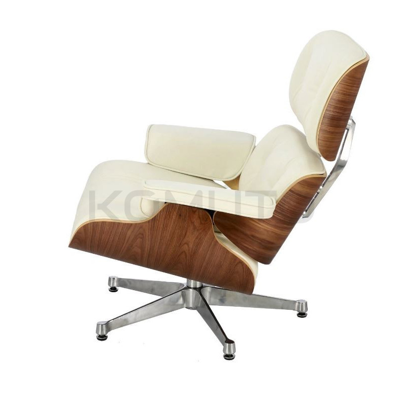 Fotel lounge biały Bauhaus LOUNGE – skóra naturalna premium