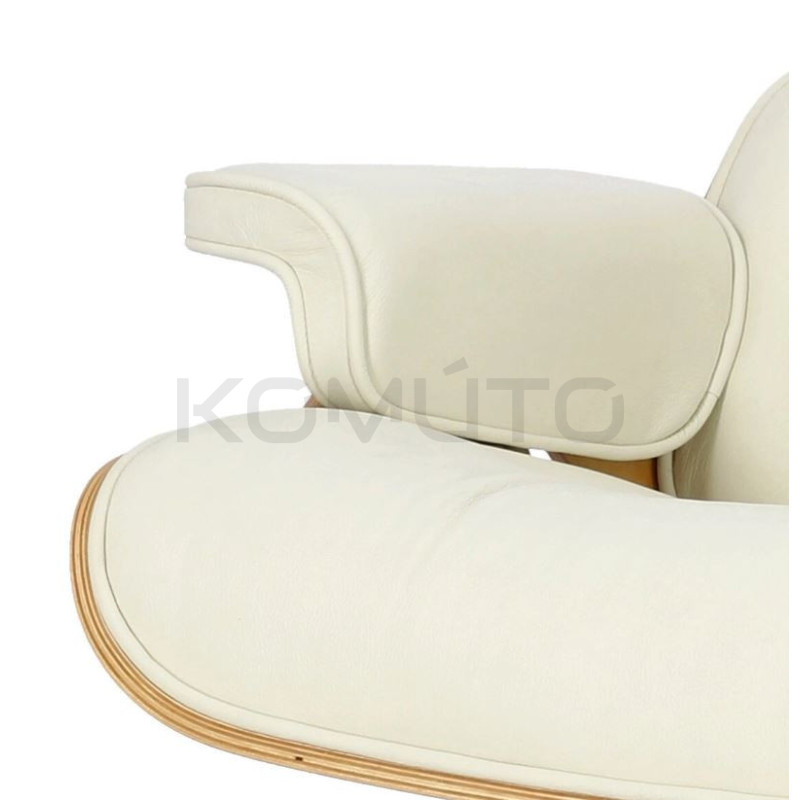 Fotel lounge biały Bauhaus LOUNGE – skóra naturalna premium