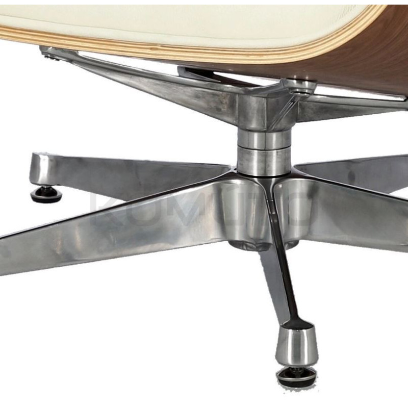 Fotel lounge biały Bauhaus LOUNGE – skóra naturalna premium