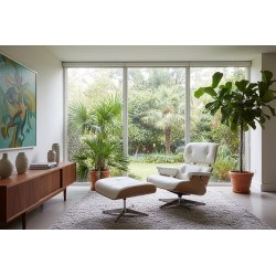 Fotel designerski Lounge z podnóżkiem – nowoczesny design