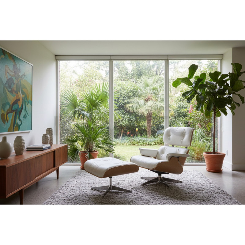 Fotel designerski Lounge z podnóżkiem – nowoczesny design