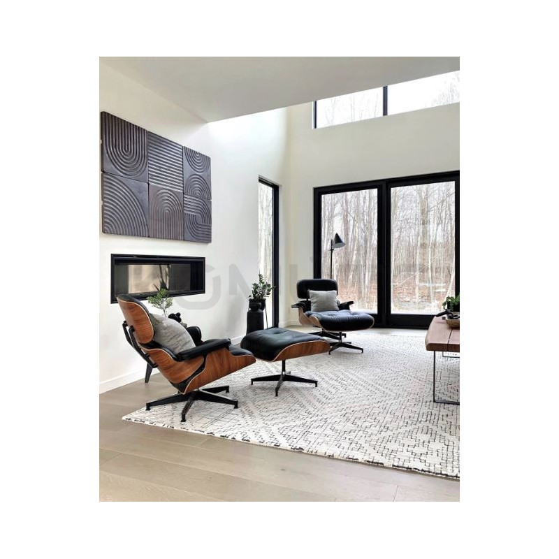 Fotel lounge z podnóżkiem – skóra naturalna, design Bauhaus