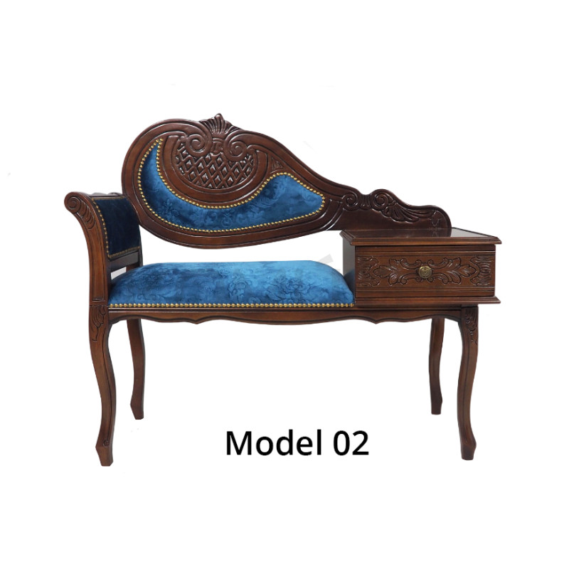 Stylowa Ławeczka Chesterfield z szufladą to telefoniera pikowana