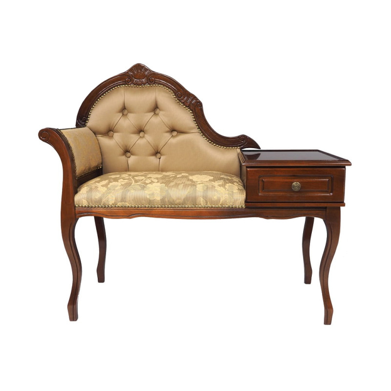 Stylowa Ławeczka Chesterfield z szufladą to telefoniera pikowana