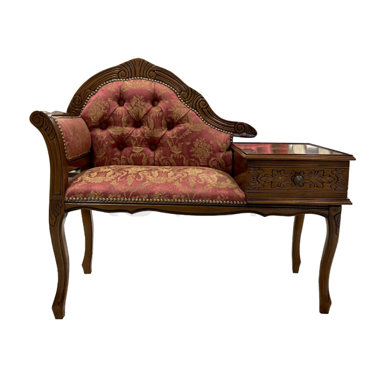Stylowa Ławeczka Chesterfield z szufladą to telefoniera pikowana