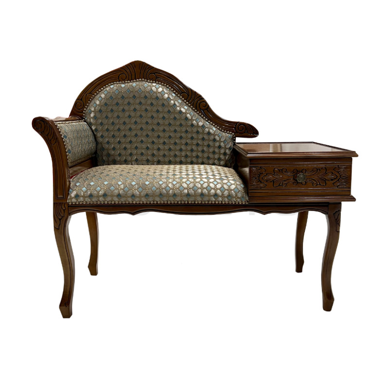 Stylowa Ławeczka Chesterfield z szufladą to telefoniera pikowana