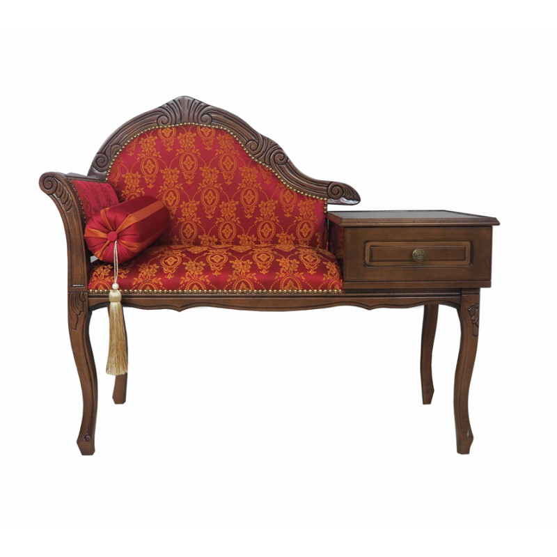 Stylowa Ławeczka Chesterfield z szufladą to telefoniera pikowana