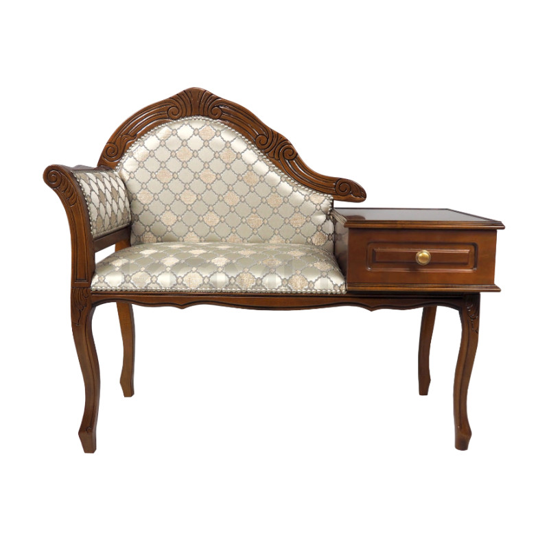 Stylowa Ławeczka Chesterfield z szufladą to telefoniera pikowana