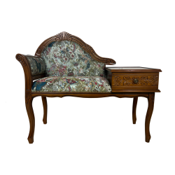 Stylowa Ławeczka Chesterfield z szufladą to telefoniera pikowana