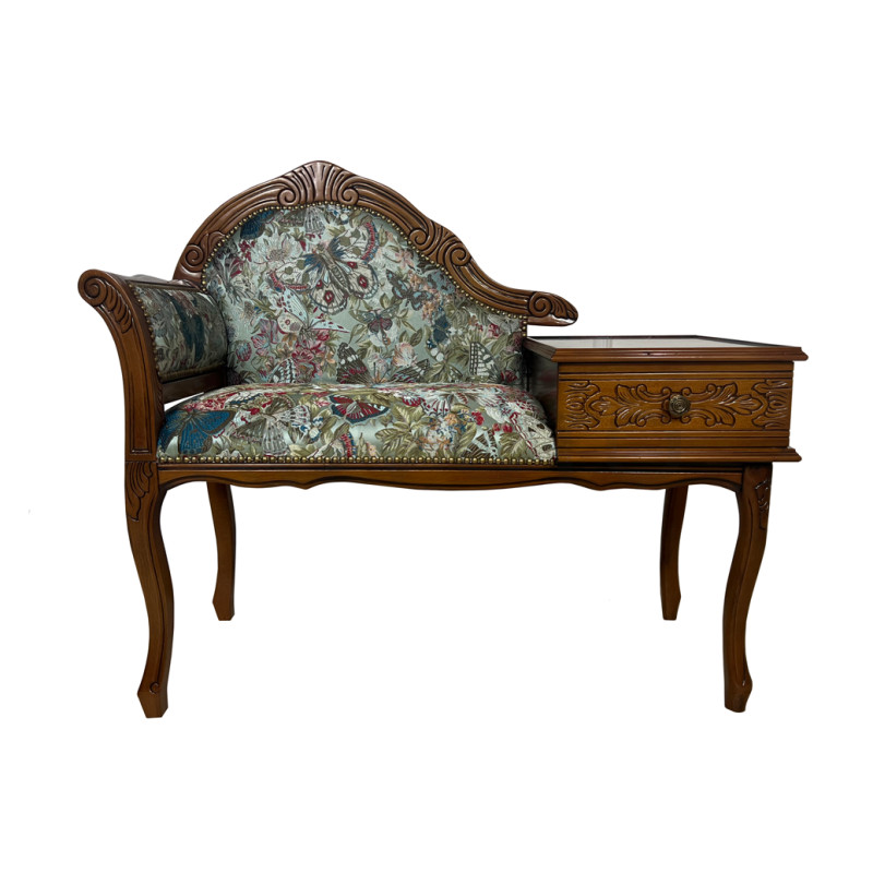 Stylowa Ławeczka Chesterfield z szufladą to telefoniera pikowana