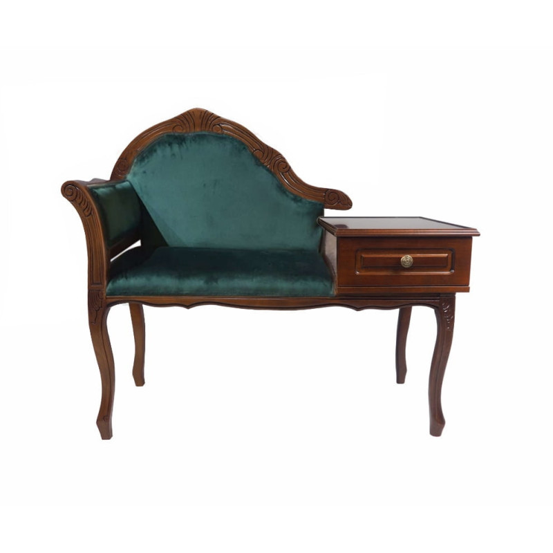 Stylowa Ławeczka Chesterfield z szufladą to telefoniera pikowana