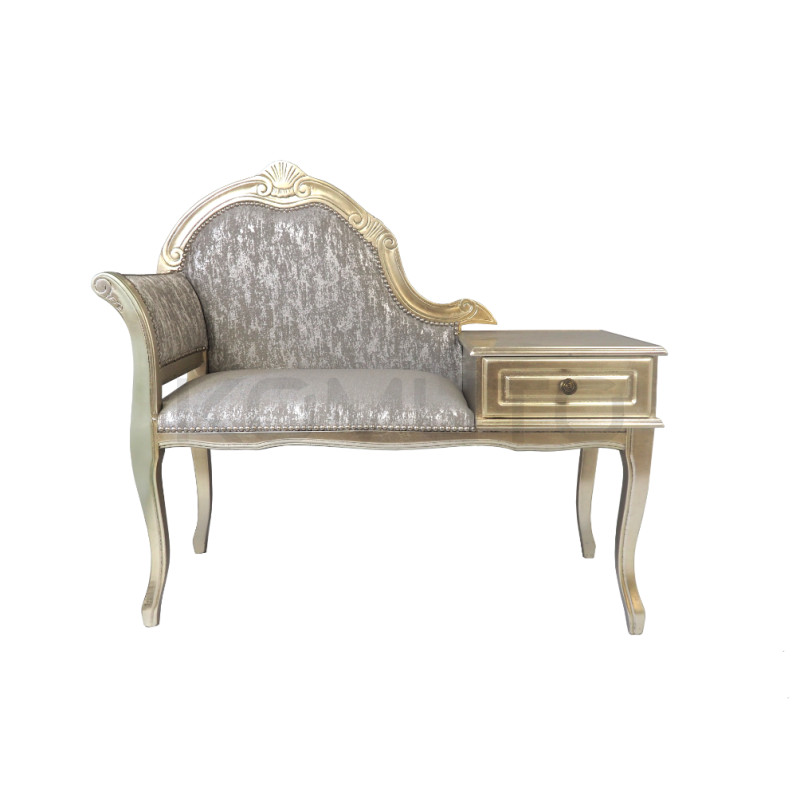 Stylowa Ławeczka Chesterfield z szufladą to telefoniera pikowana