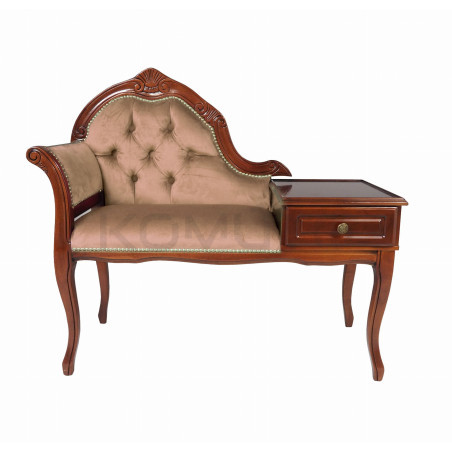 Stylowa Ławeczka Chesterfield z szufladą to telefoniera pikowana