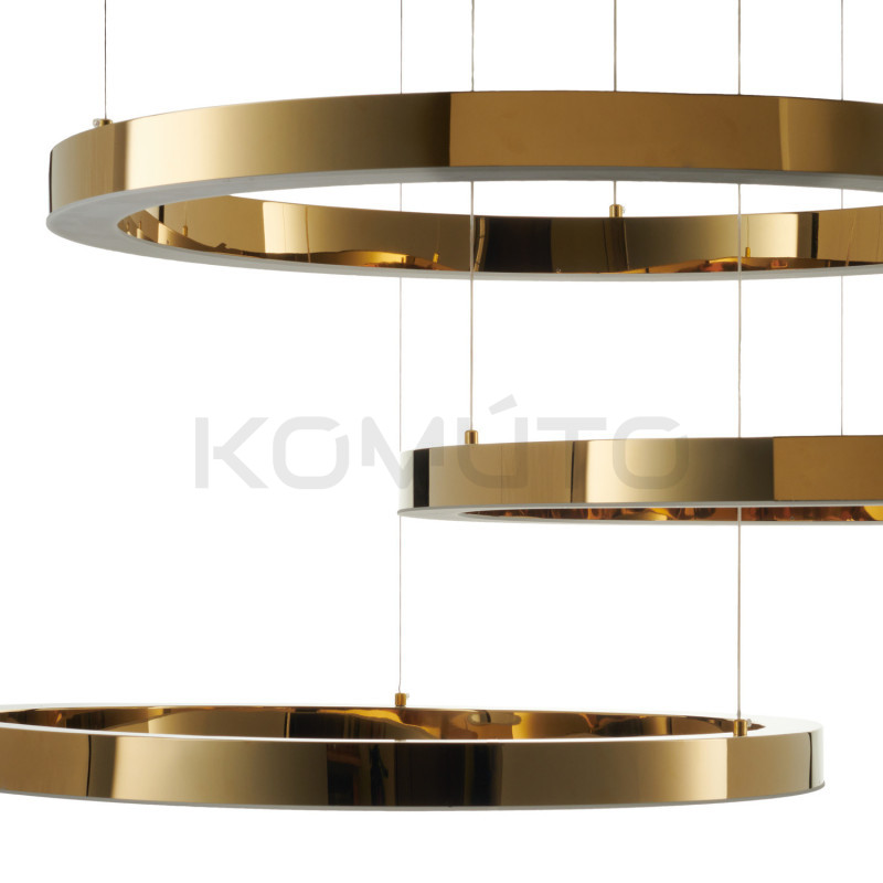 Lampa wisząca glamour Ring Circle 40+60+80 LED złota połysk Komuto.pl