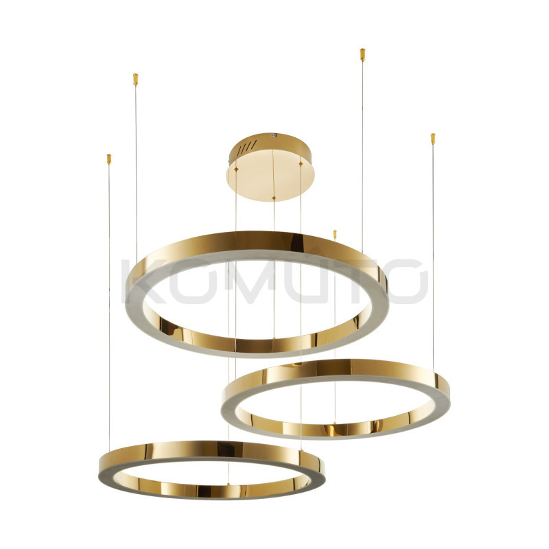 Lampa wisząca glamour Ring Circle 40+60+80 LED złota połysk Komuto.pl