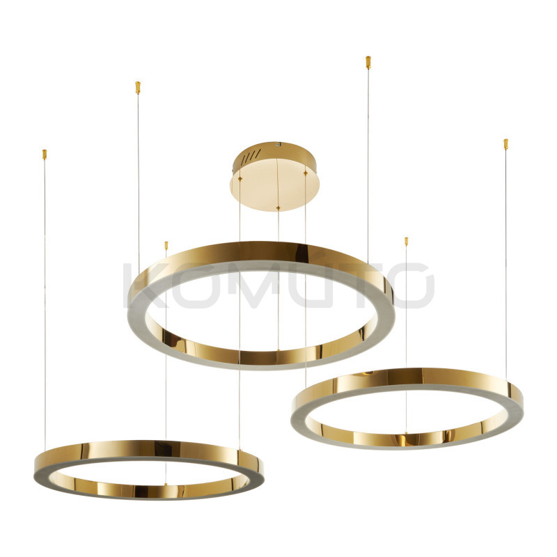 Lampa wisząca glamour Ring Circle 40+60+80 LED złota połysk Komuto.pl