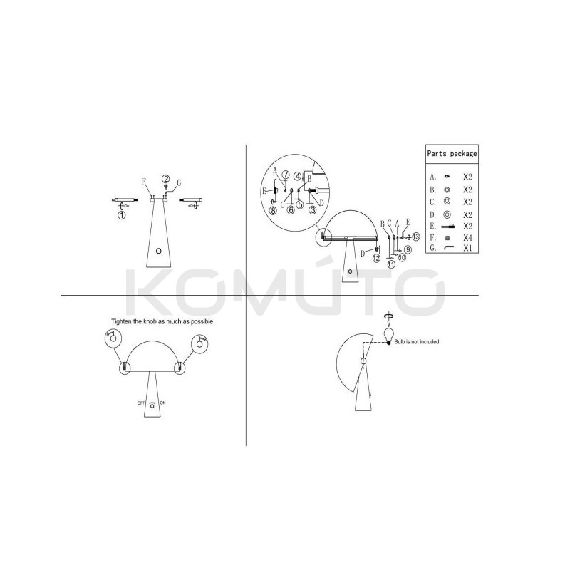 Lampa stołowa Grzybek M – artystyczny design, lata 70/80