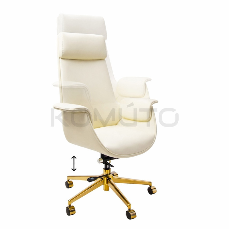 Beżowy fotel biurowy ADMIRAL | Design ze złotą podstawą