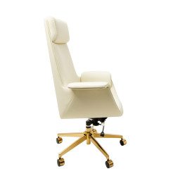 Beżowy fotel biurowy ADMIRAL | Design ze złotą podstawą